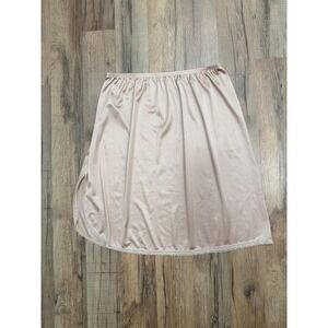 Vassarette Nude Beige Half Slip Lace‎ Trim Elastic Waist Skirt Size S